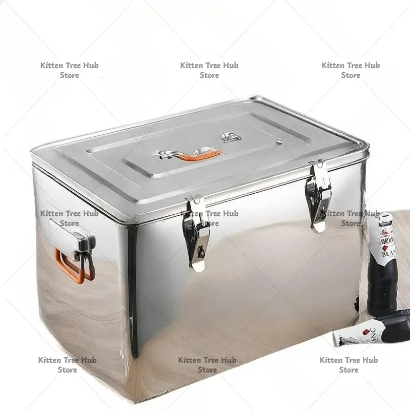 65L Stainless Steel Insulated Box, Commercial Insulated Bucket, Outdoor Refrigerated Beer Box, Takeout Delivery Box