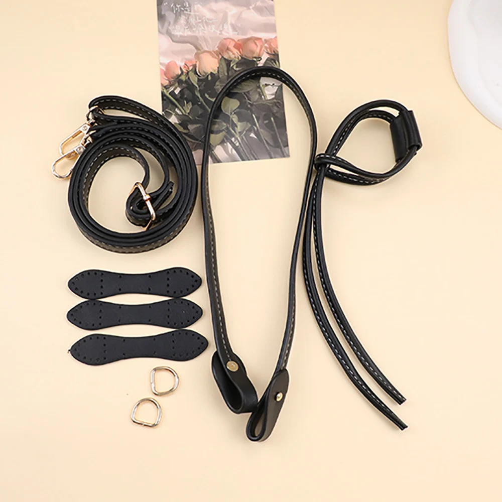 New 1Set Fashion PU Leather Bag Handle Drawstring Shoulder Bag Straps Adjustable Handbag Belts Bag Knitting Set  Accessories Hot