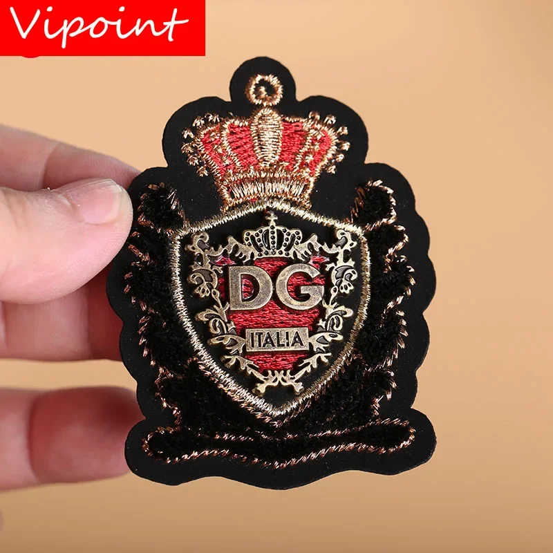 Embroidery Toothbrush Metal Patch Letter Leaf Crown Applique Clothes Jacket Badge Patches for Clothing PW227288