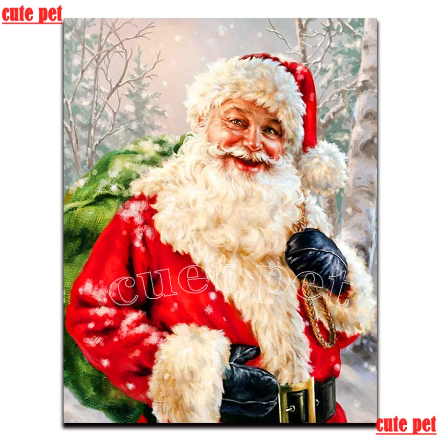 

Полный дрель, квадратные картины с кристаллами, алмазная вышивка, Санта-Клаус, детский подарок, полный круглый 5d Diy алмазная живопись, мозаичный декор