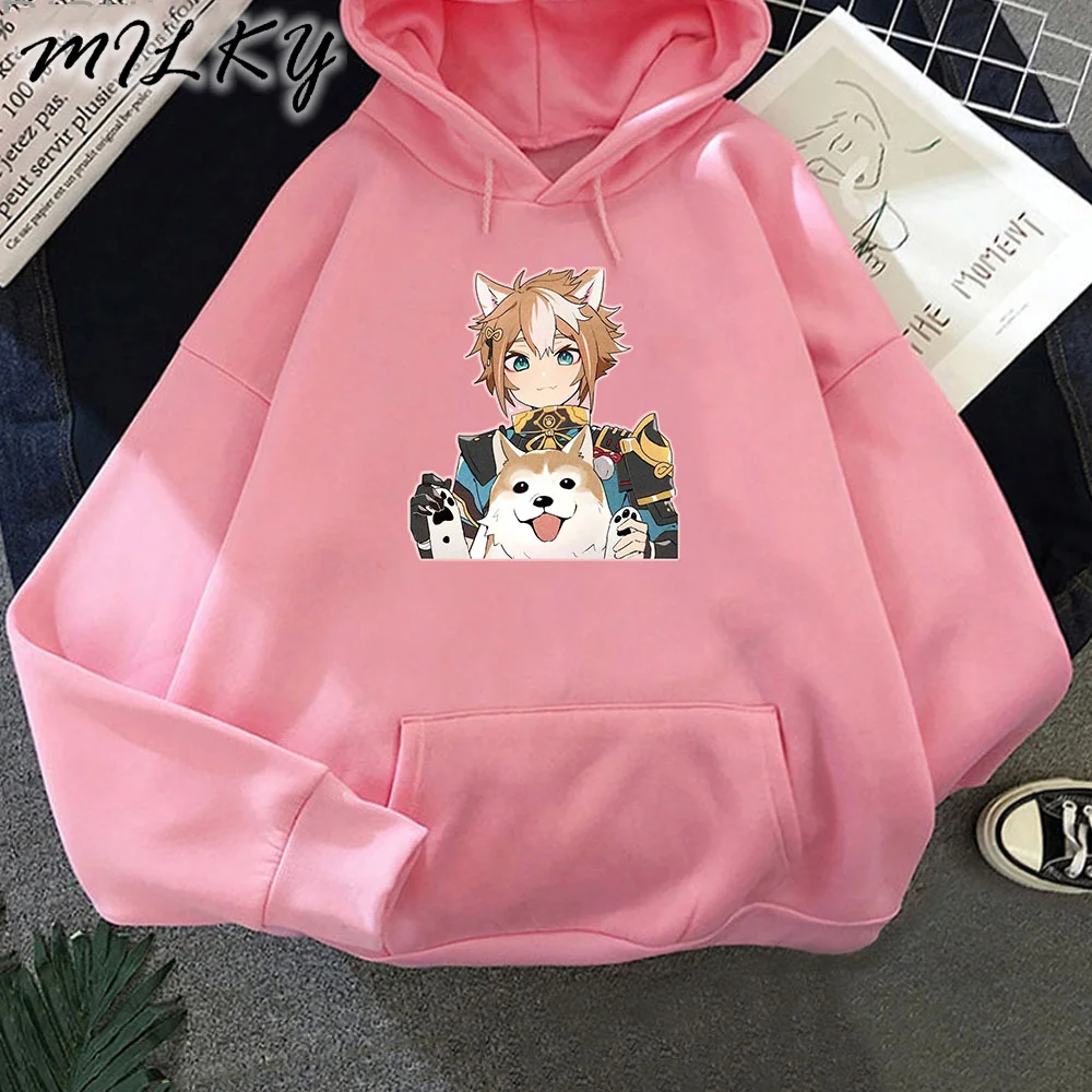 

Anime Hoodies Genshin Impact Gorou Long Sleeve Shiba Inu Hot Game Print Sweatshirt Women Kawaii Unisex Harajuku Pullovers Casual