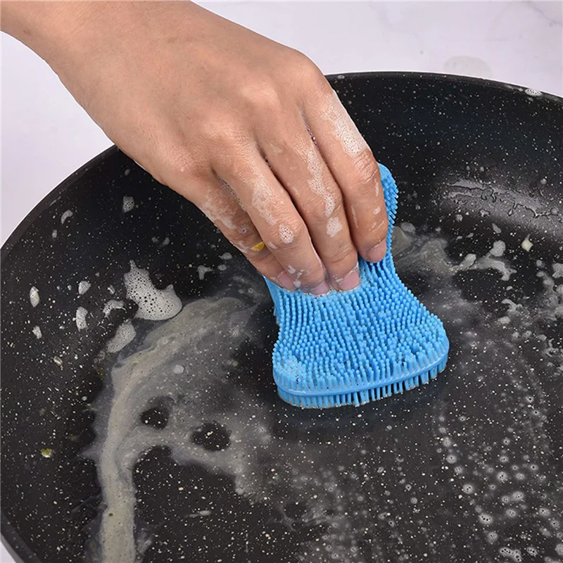 

ABHB-12PCS Silicone Dish Washing Brush Pot Pan Sponge Scrubber Silicone Scouring Pad Fruit Pot Pan Wash Brushes