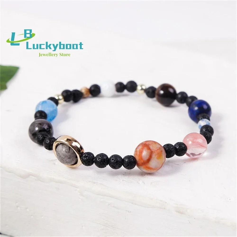 New Universe Galaxy Solar System Eight Planets Bracelet Guardian Star Natural Stone Beaded Jewelry Mixed Color