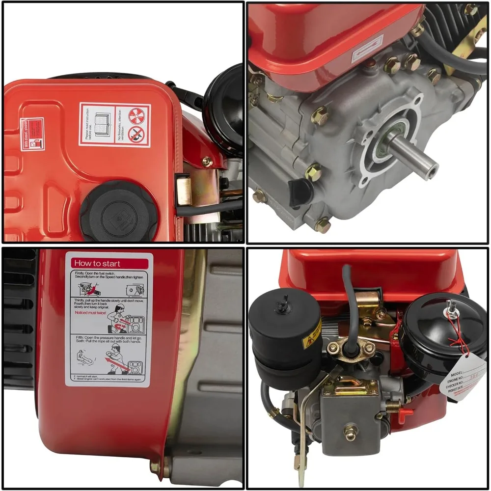 Diesel Engine, 4 Stroke 3HP Engine Single Cylinder Diesel Engine 3800RPM Industrial Grade Multi-Use Engine