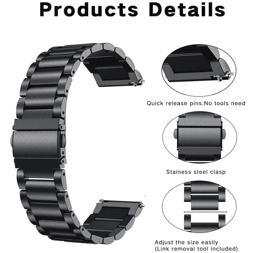22mm 20mm 18mm Metal Strap for Garmin Forerunner 55 165 645 965 265 255S Watchband for Garmin Active 5/Venu 3S/Forerunner 265S