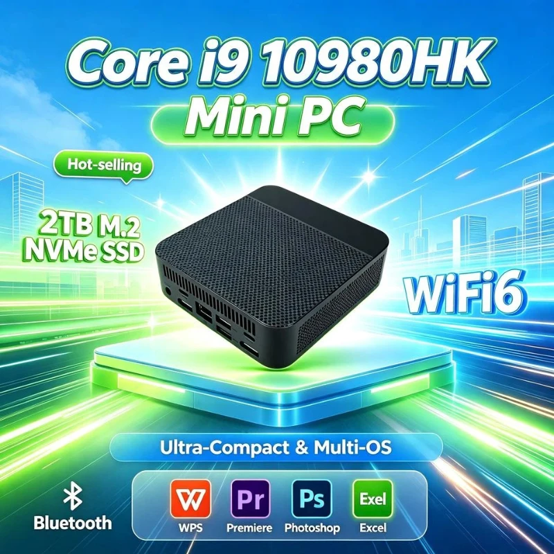 2026 Mini PC Windows 11 Pro Core I9 10980HK Small Pocket Computer 32GB RAM 1TB/2TB SSD 4K 60Hz WiFi6 BT5.2 Gaming Desktop PC