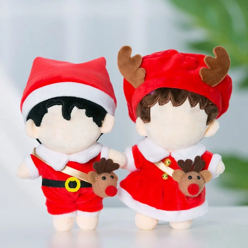 20CM Doll Clothes Suit Christmas Decorations Santa Claus Plush Jumpsuits  Dress Camouflage Bodysuit Cartoon Animals Romper Hat