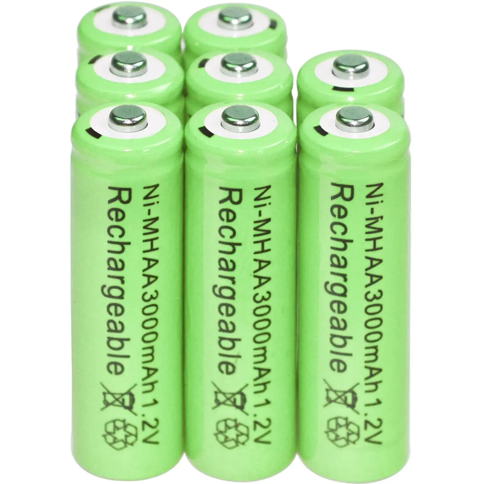 Piles rechargeables AA 1.2V 3000mAh NiMH  lumière verte pour jardin, lampe de poche à LED, torche + livraison gratuite ue