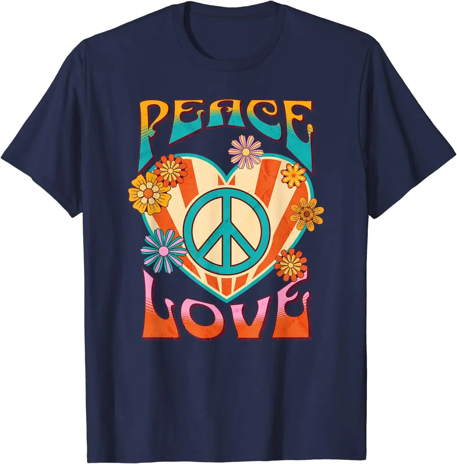 Peace Love Peace Sign 60s 70s Hippie Style T-Shirt Men Clothing Cotton Casual Daily Four Seasons Tees Shirts for Men