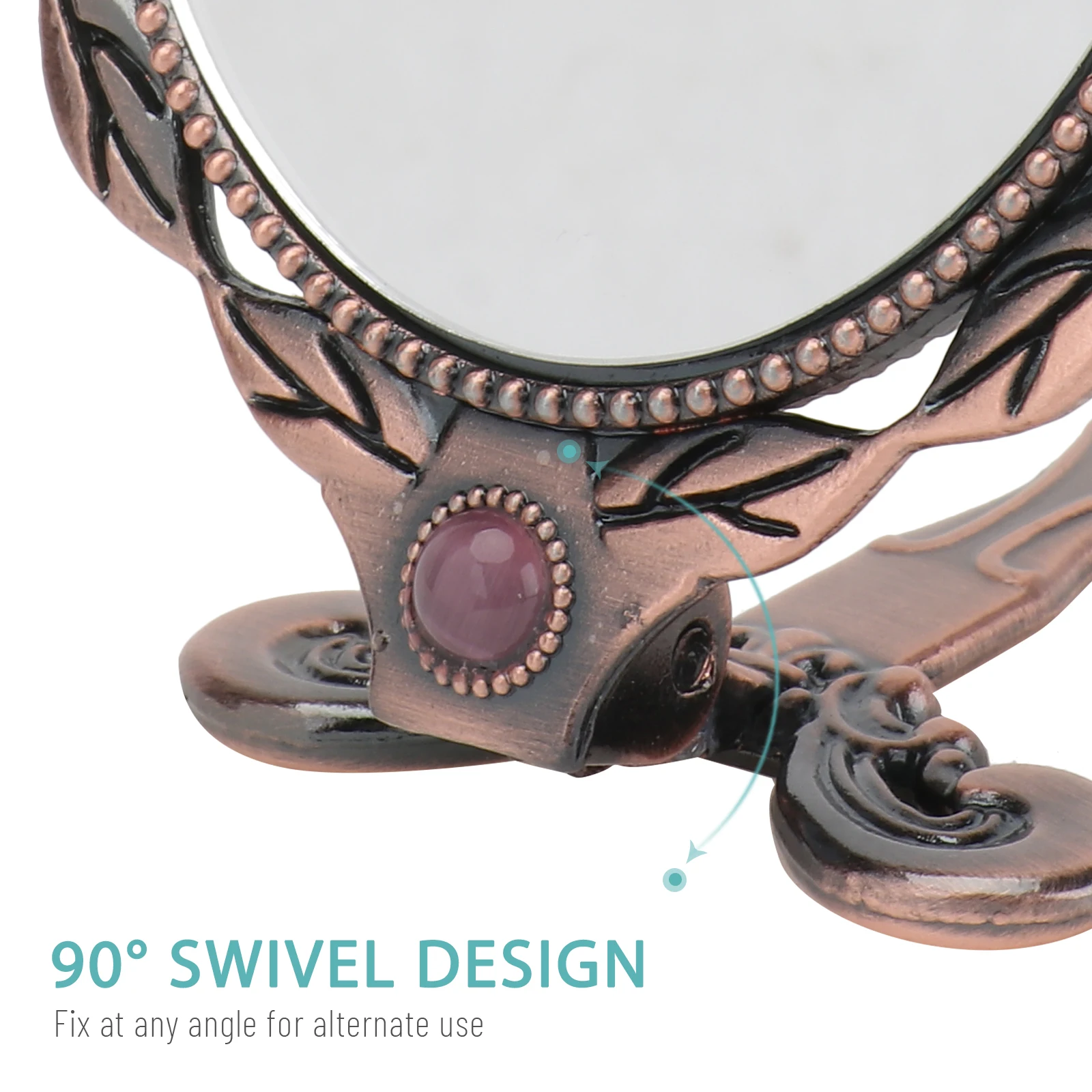 

Vintage Folding Small Handle Makeup Mirror Pocket Compact Metal Frame Mirror for Women Travel