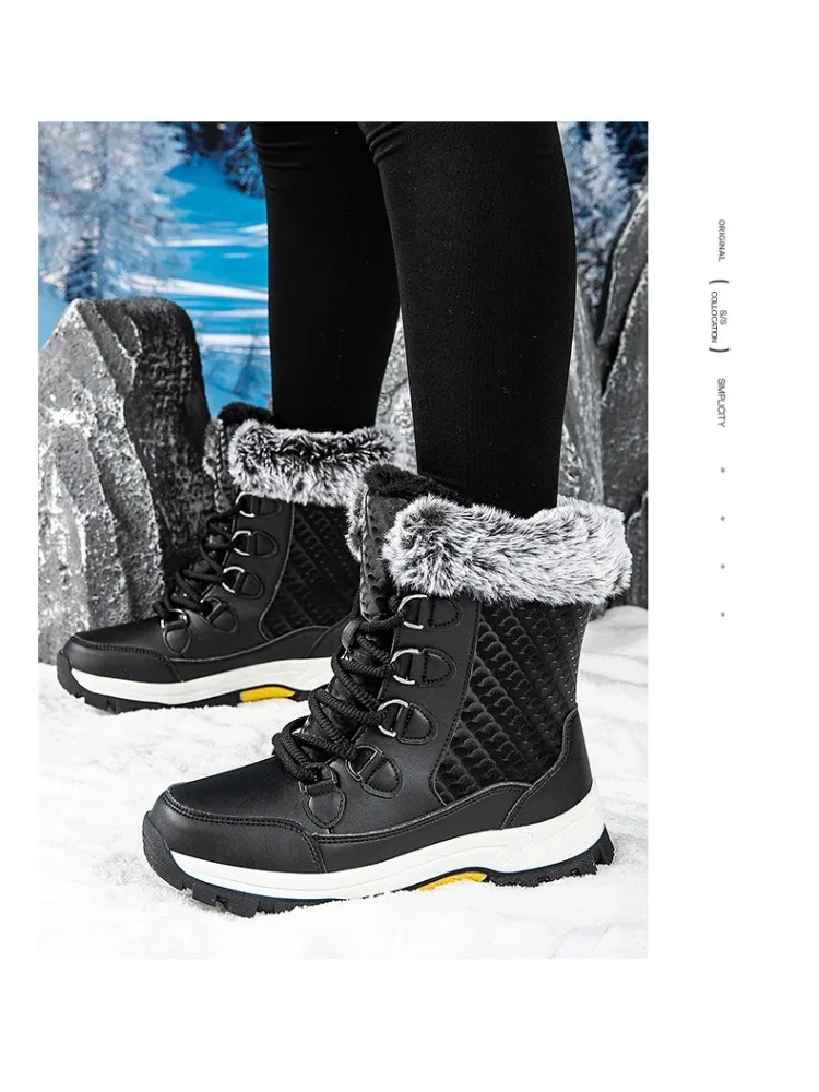 

New Men Women Snow Cotton Boots Winter Warm Snow Boot Comfortable High Top Outdoor Boots Anti-Slip Wear-Resisting Walking Shoes