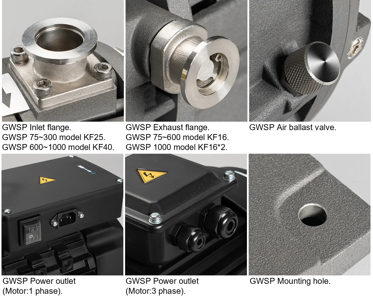 GWSP1000 Electric Motor 20L/s Scroll Vacuum Pump Oil-free