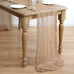 Puur Gaas Tafelloper Salie Kaasdoek Tafel Dineren Vintage Bruiloft Rustieke Mariage Party Bruidsdouche Kerstversiering