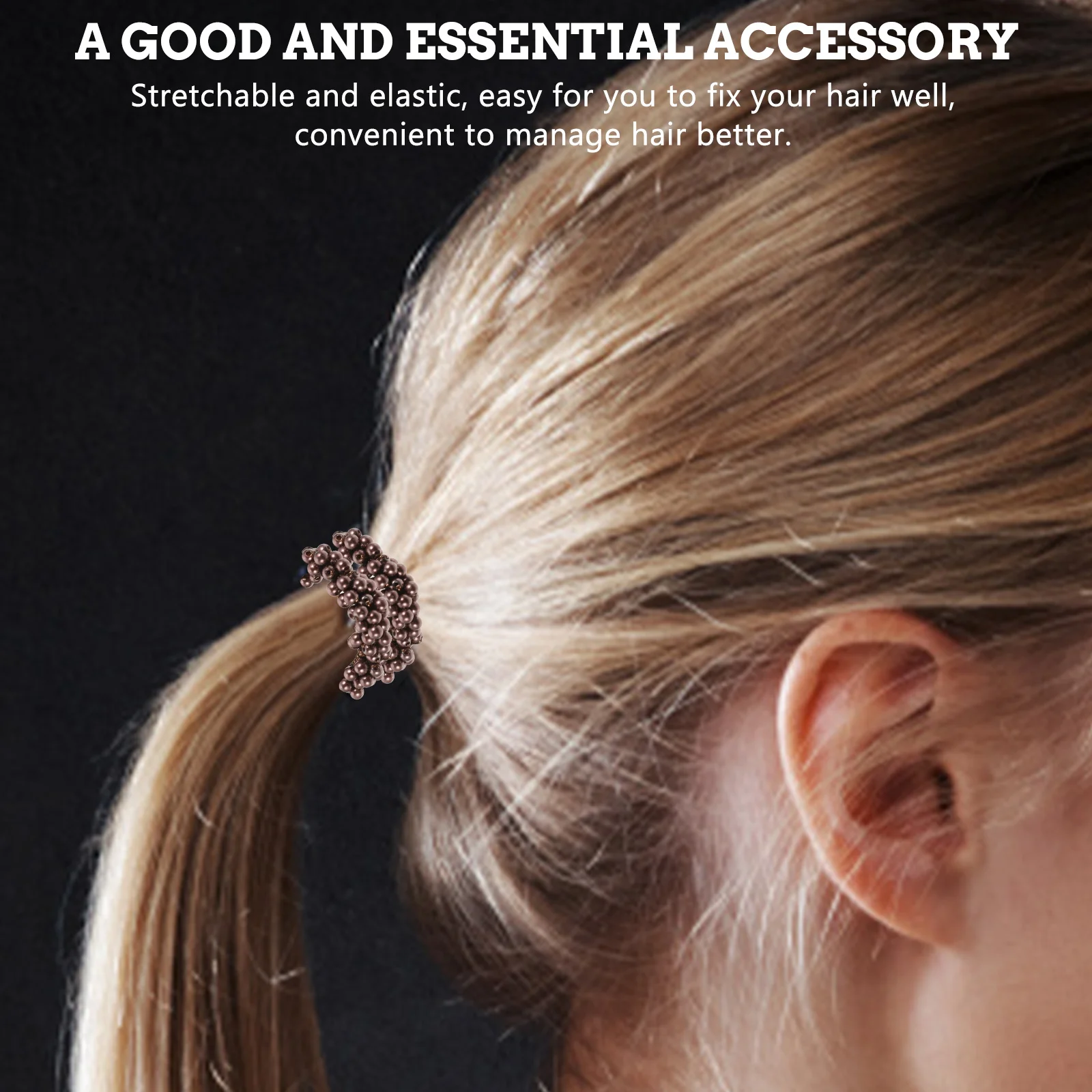 

3pcs Pearl Ties Elastic Girl Rope Ponytail Bangs Premium Material Stretchable Bracelet Wedding Hair Tie Bead Holder