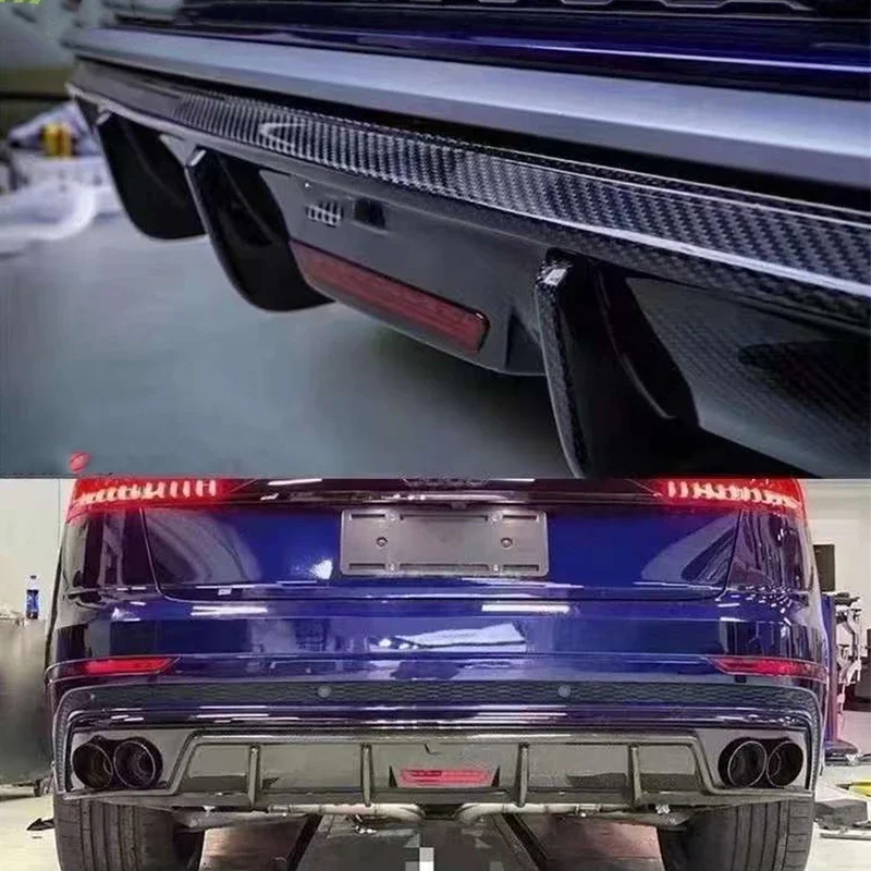 For Audi Q8 SQ8 KB style 2018+ Carbon Fiber Car Rear Bumper Diffuser Rear Splitters Spoiler Back lip Auto parts body kit