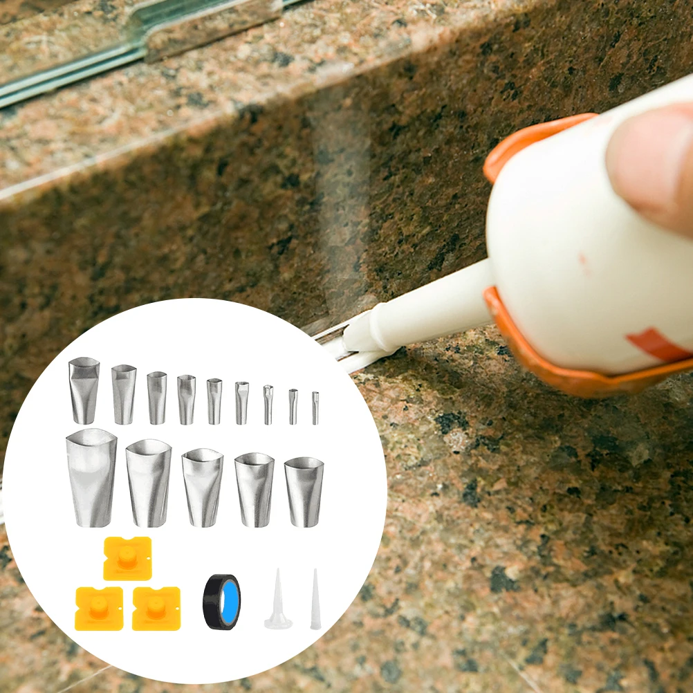 

20Pcs 14Stainless Steel Nozzles Caulking Kit HardSoftNozzles Cloth Scrapers FillSealGaps PracticalTool