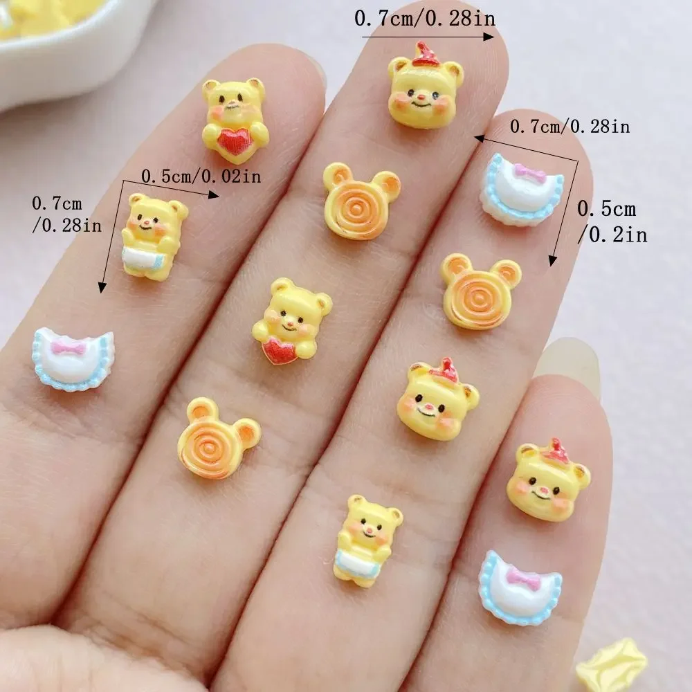 50pcs Resin Kawaii Mini Colorful Cartoon bear Nail Art Figurines Flat back Stone DIY Wedding Scrapbook Decor Crafts Supplies