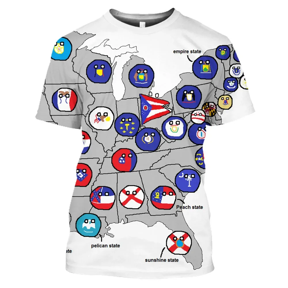 Countryball 3D Printed T Shirt Men Women FRANCE RUSSIA USSR Poland Anime Harajuku Shirt Casual National Ball Tops