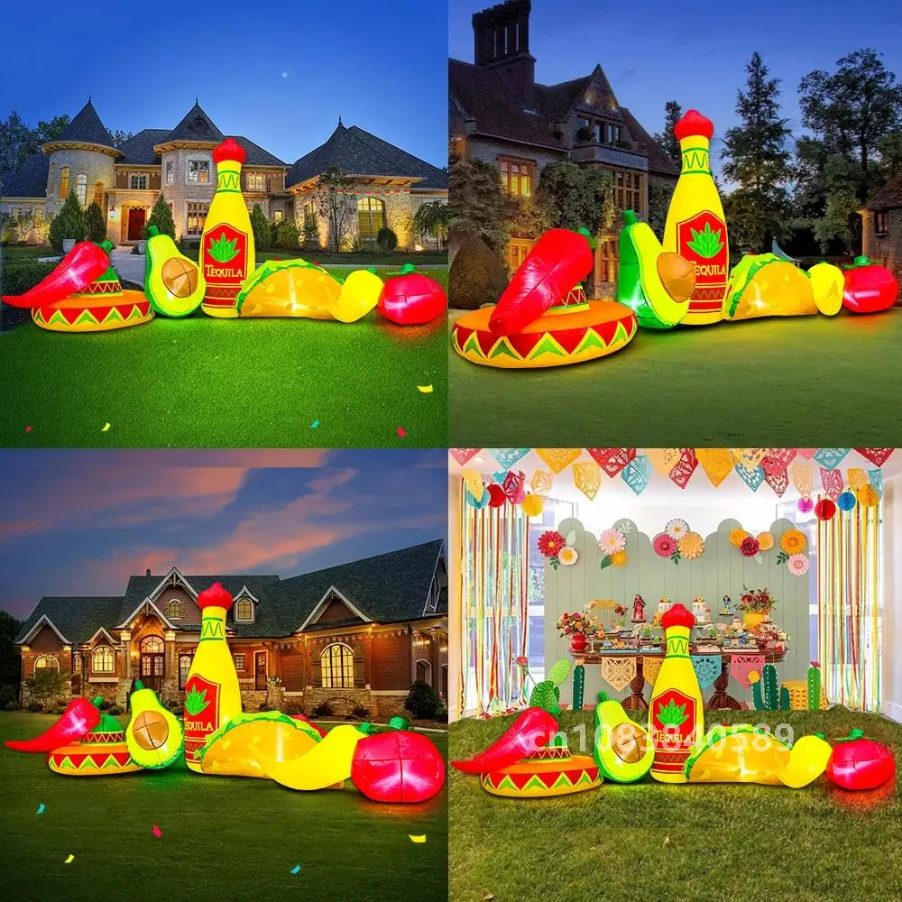 

Mexican Cinco De Mayo Day Festival Home Outdoor Donkey Cactus Party Inflatable Decoration Decor Yard Garden with LED Light 8FT