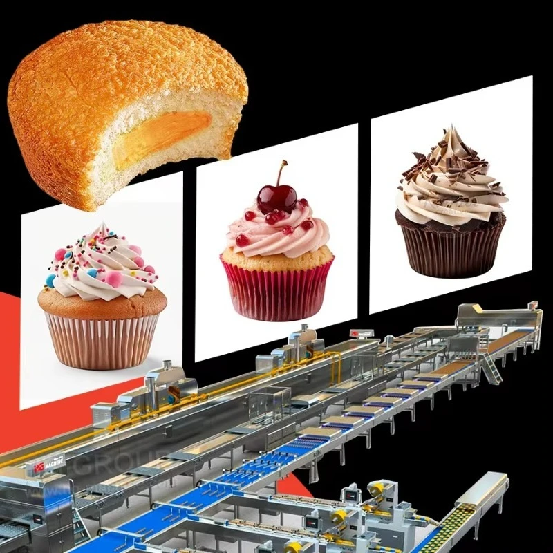 Fully Automatic Cupcake-making Machine Paper Cupcake Maker Sponge Cake Production Line Heart-shaped Cake Maker