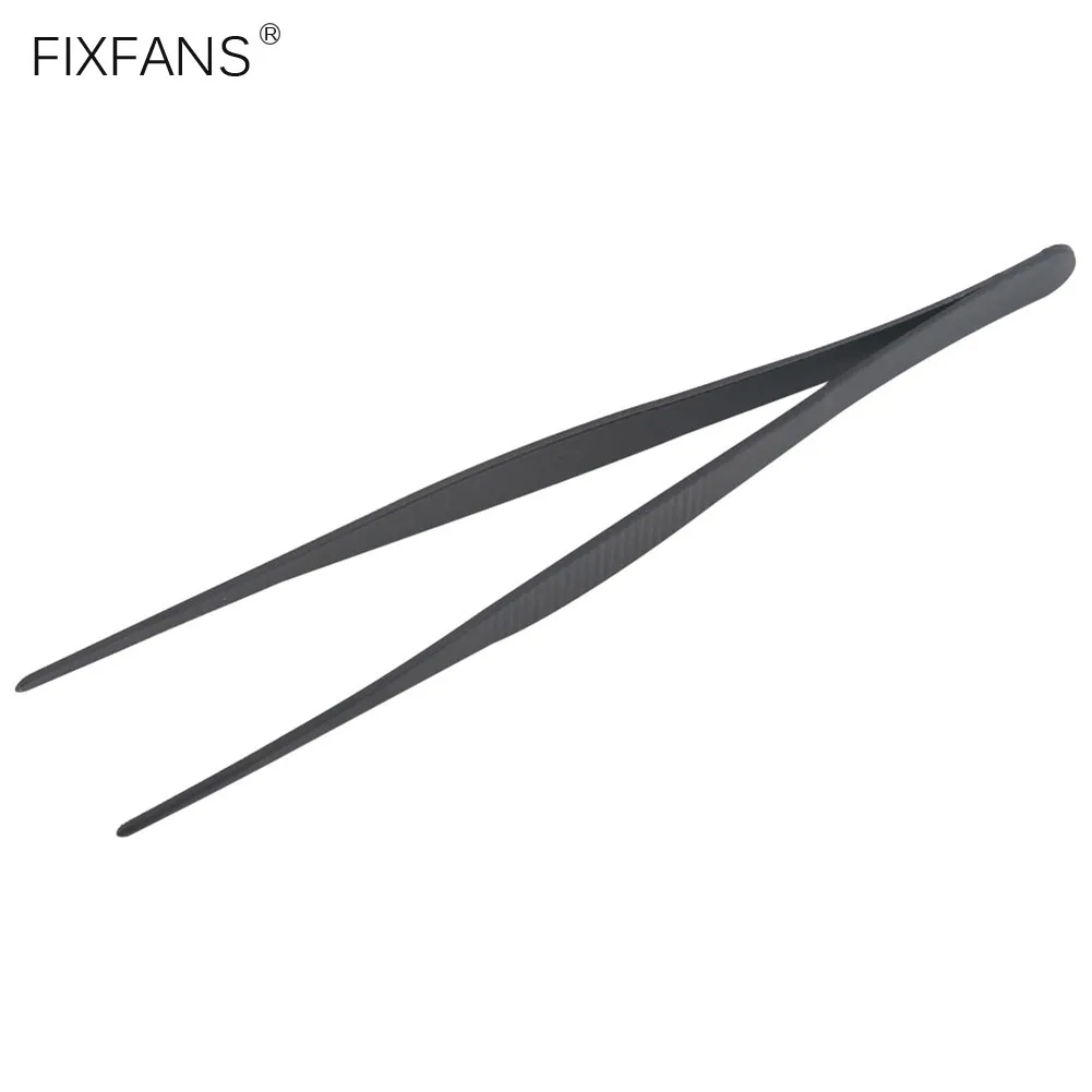 18cm Stainless Steel Straight Blunt Tip Tweezers Anti Static Black Tweezers for Electronics Repair, Crafting, Plant Gardening