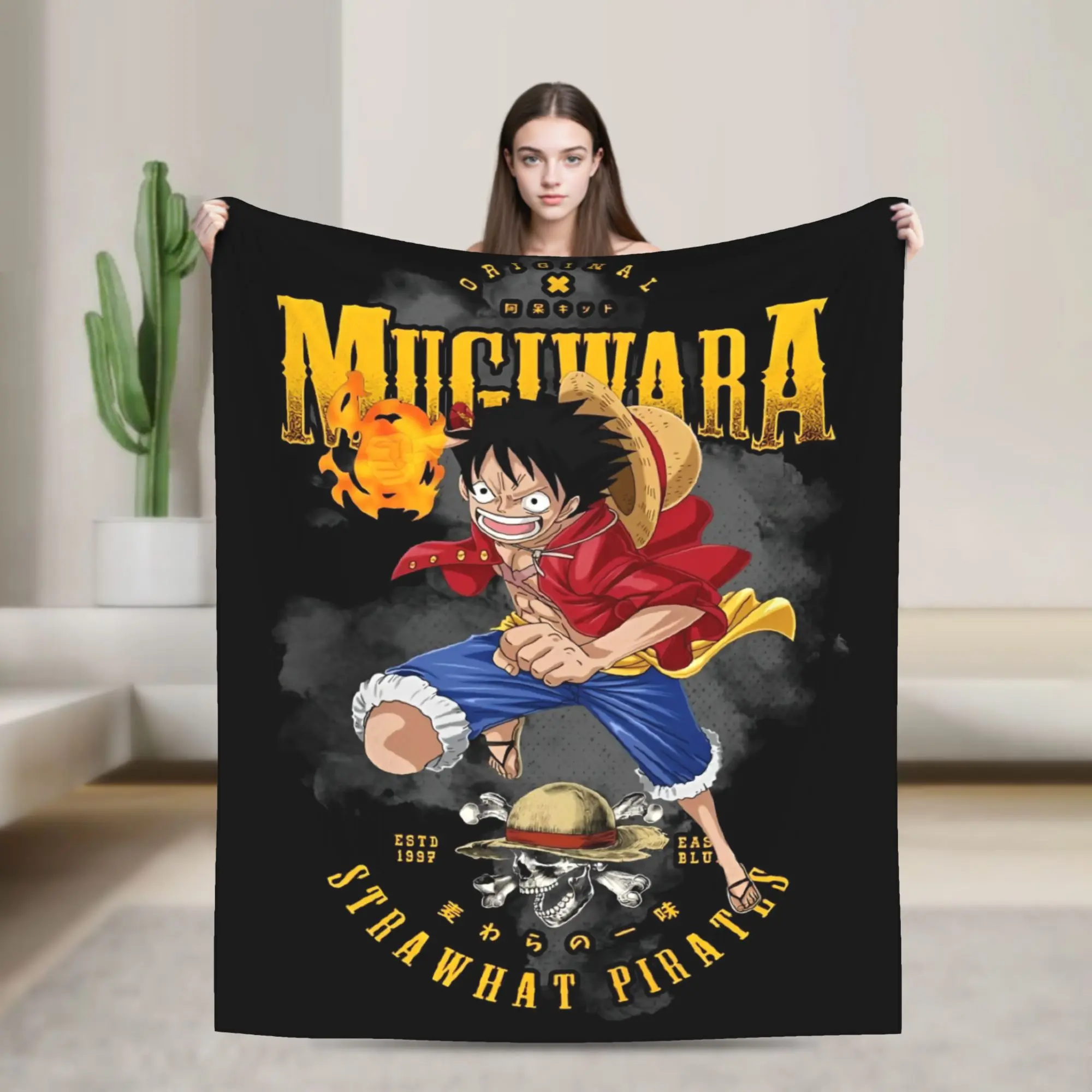 

Cartoon Anime One Piece Luffy Fuzzy Blankets Funny Throw Blankets for Sofa Bedding Lounge 200x150cm Bedspread