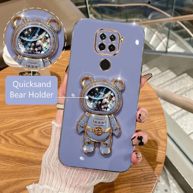 Plating Quicksand Astronaut Holder Phone Case For Xiaomi Redmi Note12 Redmi Note11 Redmi Note10 Redmi Note 9 Redmi Note 8 Cover