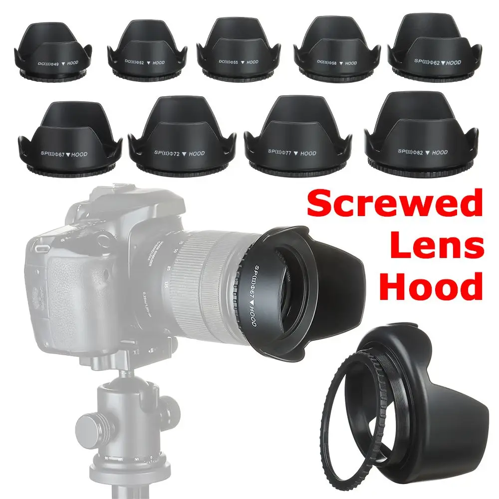 Universal Protective Shield Anti-Glare Cover Sunshade Screwed Lens Hood For Nikon Canon Sony Fuji Olympus DSLR Camera
