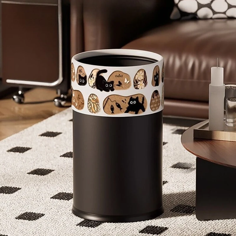 

Stainless Steel Trash Can Large Capacity Kitchen Trash Bin Modern Round Bathroom Garbage Bins Toilet Recycling Accessories