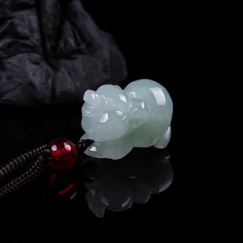 Burmese Pendant, Exquisitely Carved Running to the Moon, Handmade Three-Dimensional Small Jade Rabbit, Little W