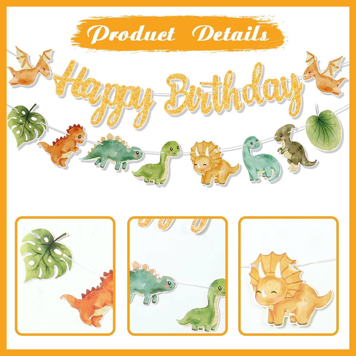 Dinosaur Happy Birthday Garland Banner Roar Dino Party Balloons Jungle Animal Safari 1st Kids Birthday Party Decoration Supplies