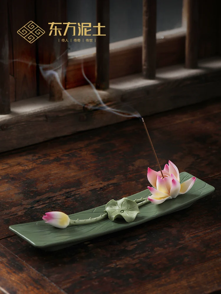 

Creative design of ceramic handmade lotus incense sticks incense sticks incense burner