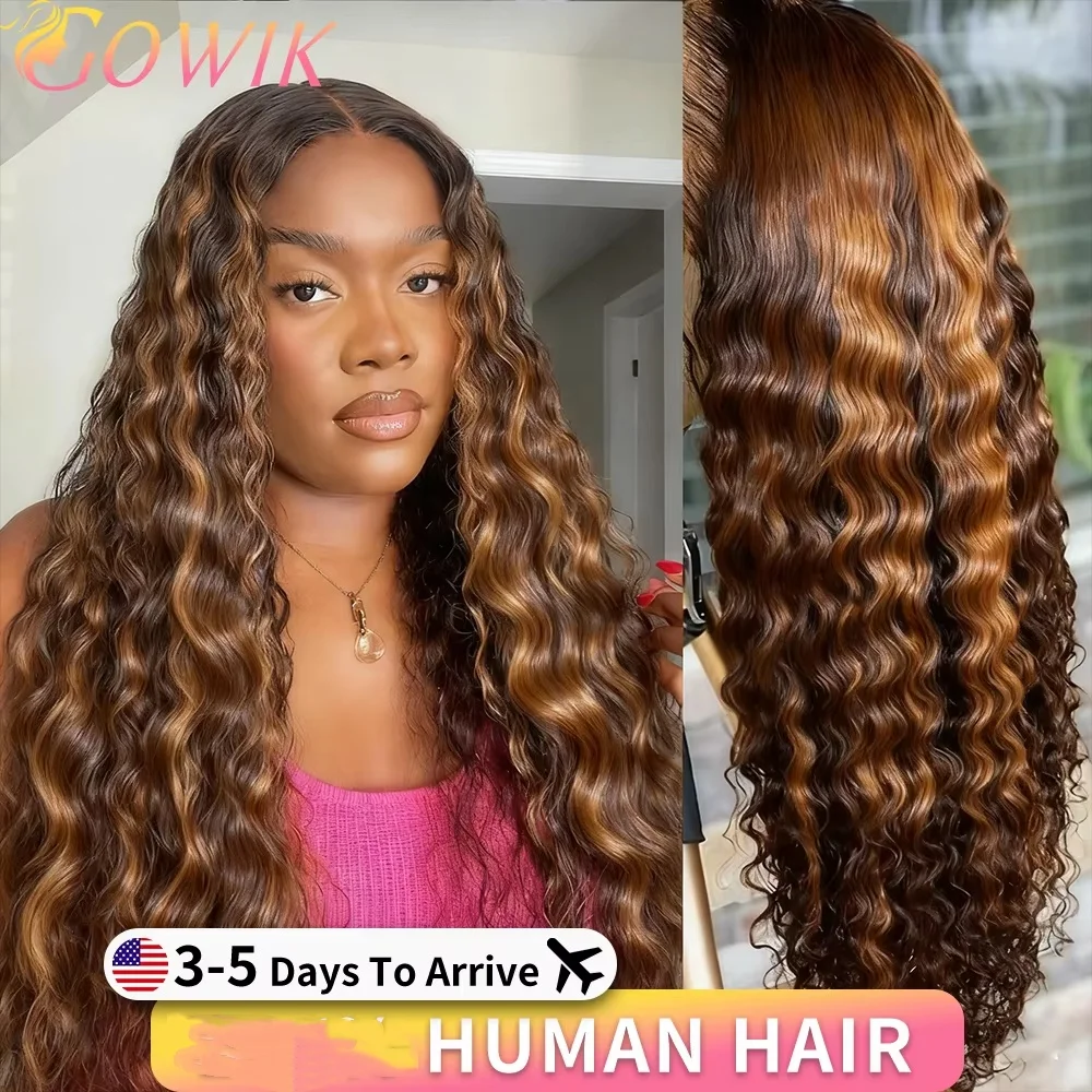 

30-дюймовый 1B/30 Highlight Ombre Deep Wave Lace Front Wigs Парик из натуральных волос 13x6 Медовый блондин Предварительно выщипанный парик из человеческих волос для женщин