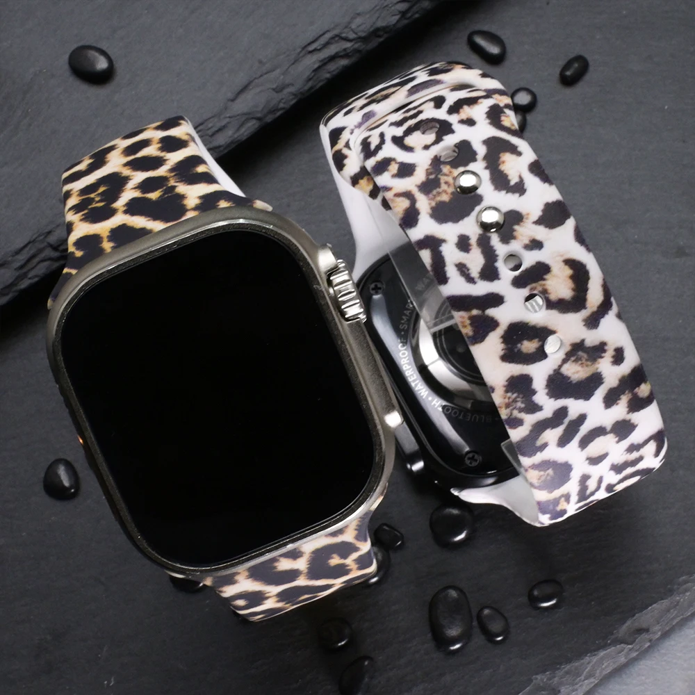 Silikonowy pasek w panterkę do Apple Watch Series 11 10 42mm 46mm 41mm 40mm 44mm 45mm Miękki pasek do Iwatch 9 8 7 6 5 4 3 SE3