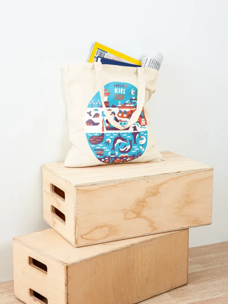 IMCC6 oval logo Tote Bag eco bag folding Canvas bag Portable shopping Women's