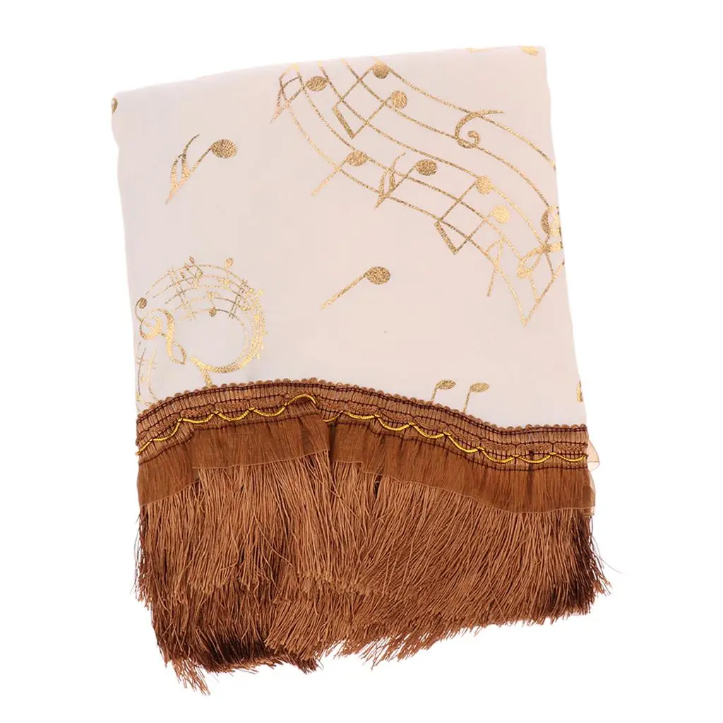 Piano Cover Upright Dusting Tassel Cloth Decorative Towel Dustproof, Yellow Color