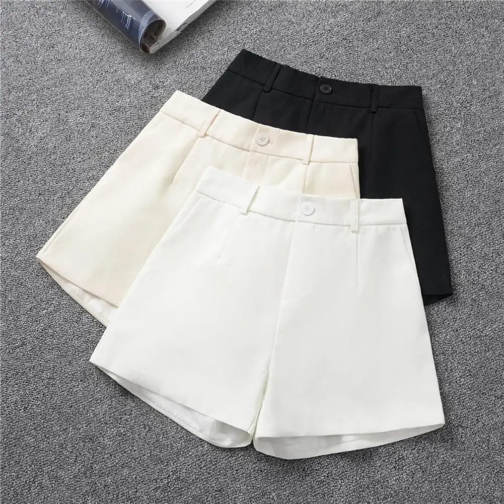 Pantalones cortos de pierna ancha de cintura alta para mujer, traje de línea A, sólido, suelto, informal, Mini pantalones cortos de oficina para