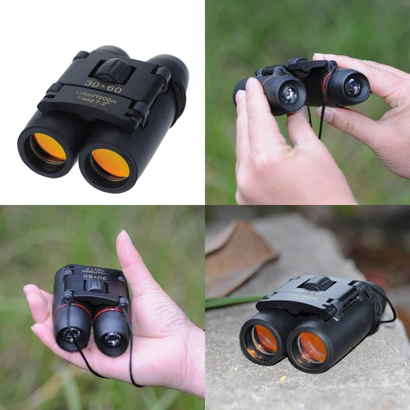 Optical Folding Telescope 30x60 Compact Binoculars 126/1000m Zoom BAK4 prism Portable Night Vision Foldable Mini Binoculars