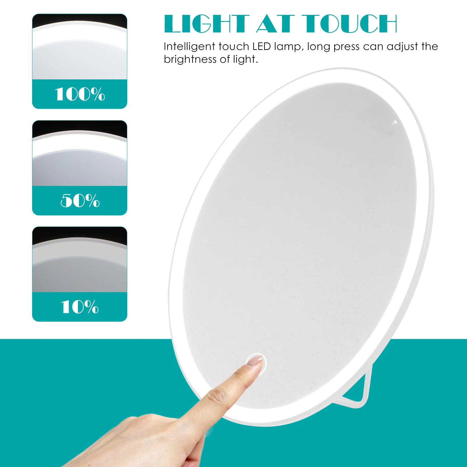 

1Set Desktop Makeup Led Touch Control Mirror For Female Stable Base High Definition Portable Household Led