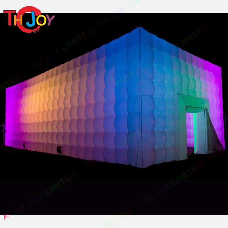 Ao ar livre grande branco led iluminação inflável disco cubo tenda inflável festa letreiro boate tenda