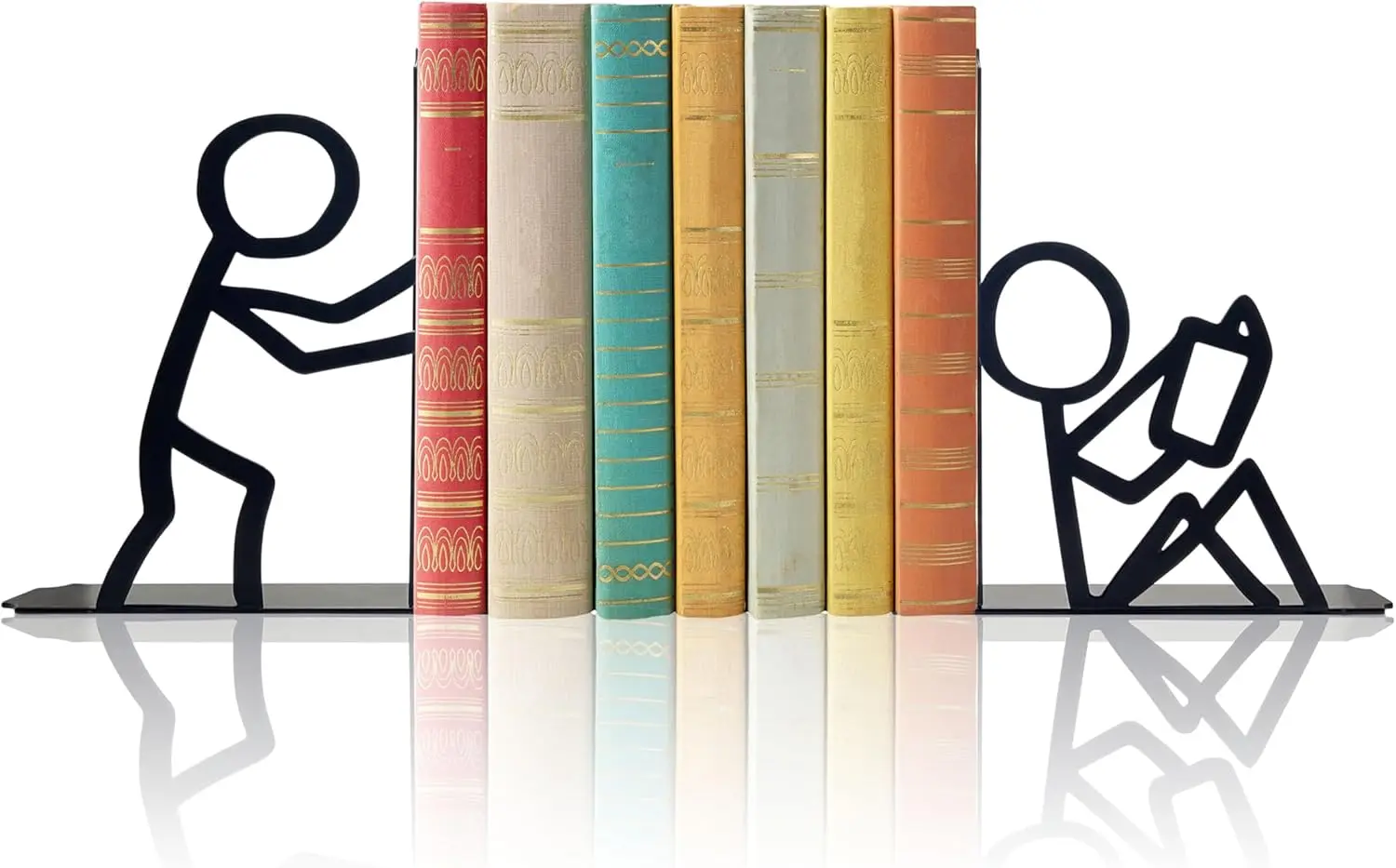 

Metal Bookends Decorative Cute for Bookshelf, Office Desk Reading Decor with Unique Design, Sturdy Book Ends for Home School