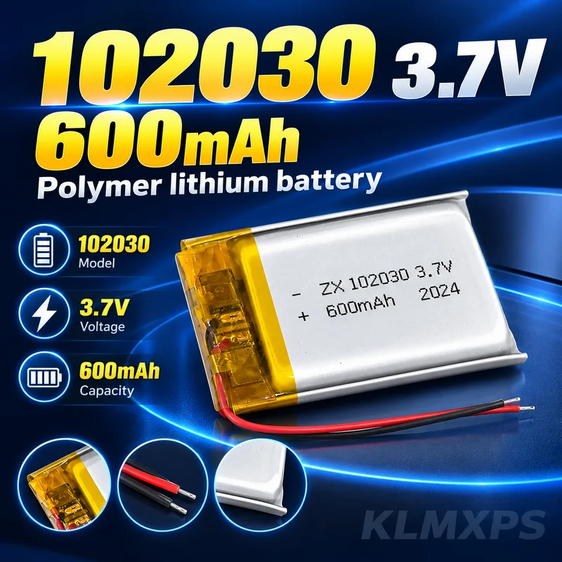 102030 600mAh 3.7V Rechargeable Li-Po Polymer Battery Cell for Steriliser, Bluetooth Audio Devices, Toys and Selfie Stick