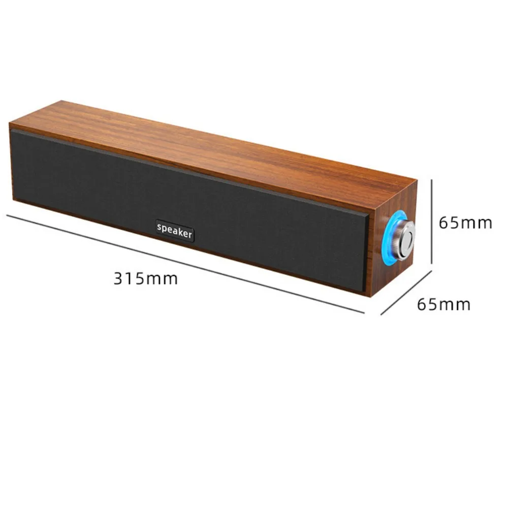 New Long Strip USB Wired Bluetooth Dual Speakers Wooden Small Speaker Computer Notebook Sound Bar Desktop Heavy Bass