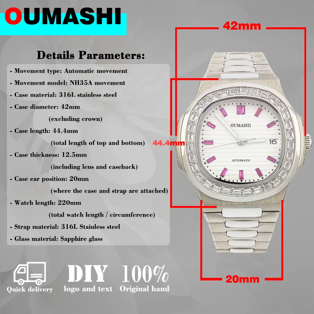 42mm NH Mens watch 35 watch Stainless steel sapphire waterproof watch Gemstone border style Mechanical automatic watches for men