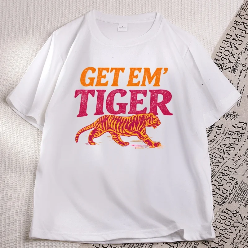 Funny Tiger Design Tshirts Men Women Trendy Short Sleeve Round Neck Printed T-shirt Casual Summer Cotton Printed Tshirts