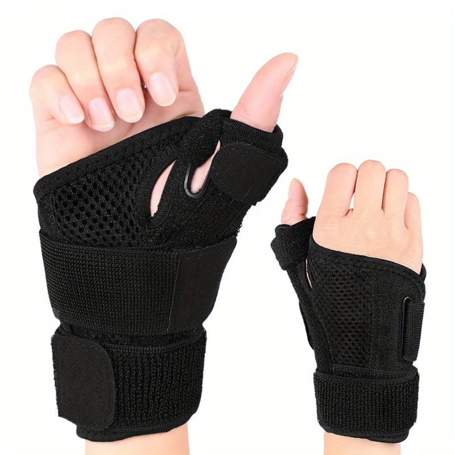 Adjustable Thumb Splint Wrist Brace for Fracture Recovery - Dual Support, Cloth Hand Guard, Hook & Loop Closure - Ideal for Spor