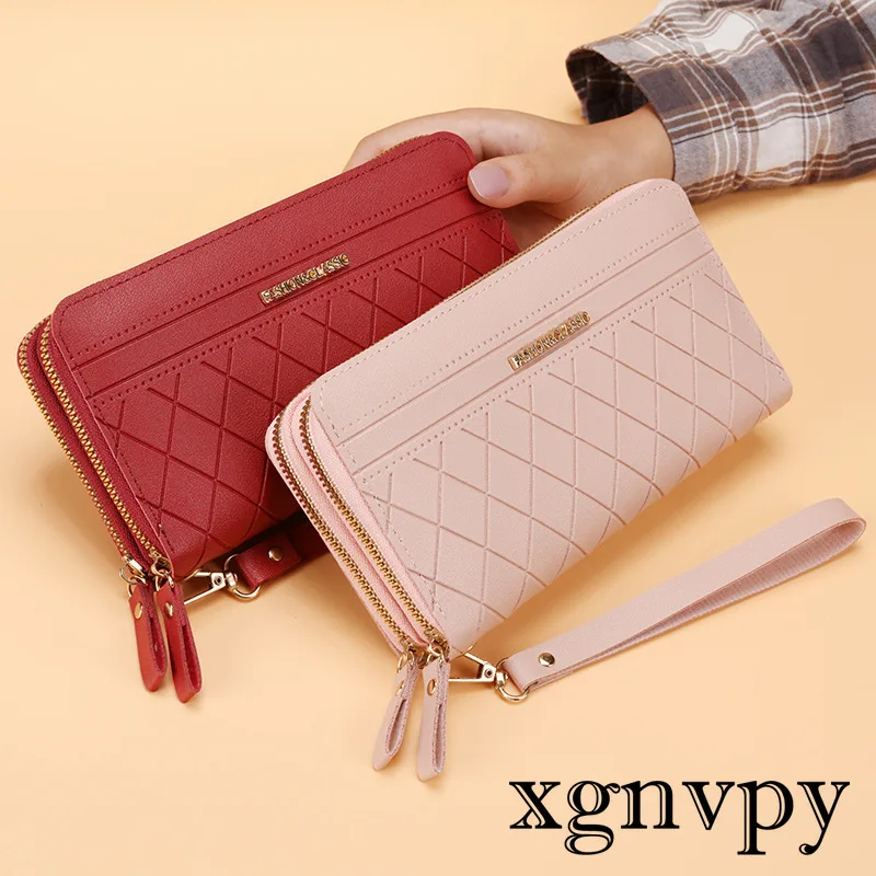 Xgnvpy-cartera larga coreana para mujer, monedero urbano Simple con doble cremallera, Popular, portatarjetas múltiple, accesorio elegante