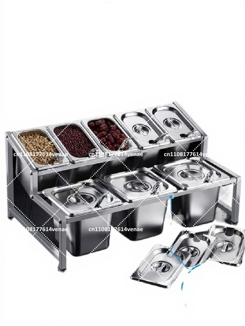 Stainless Steel Parts Basin Rack Jam Box Milk Tea Shop Special Milk Tea Small Ingredients Seasoning Box Fraction Box Shelf