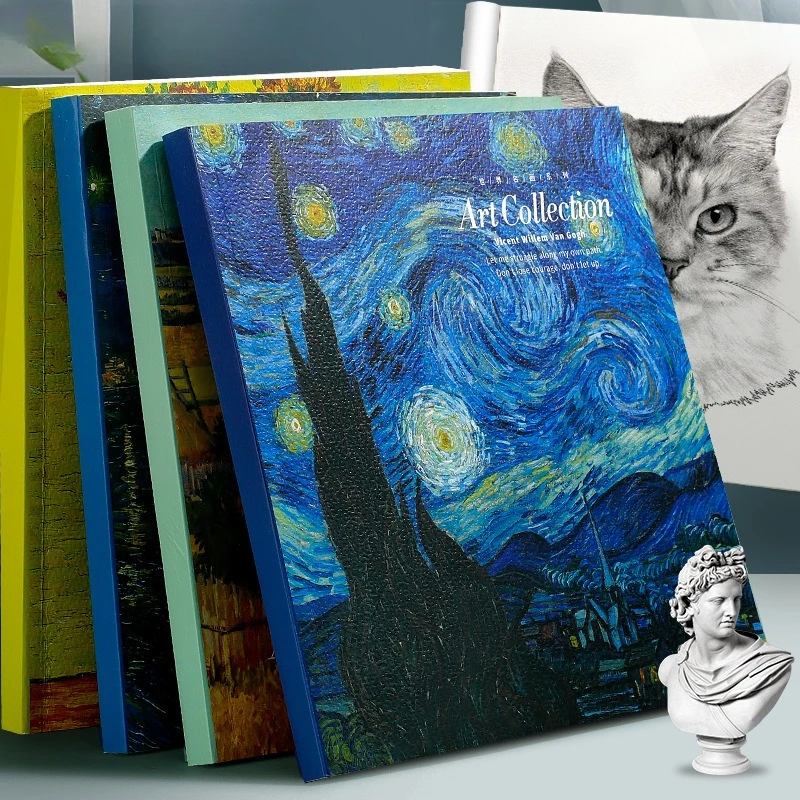 2026 New Van Gogh Oil Painting Style Creative Sketchbook 20k Student Blank Drawing Book Art Hand-painted Sketchbook