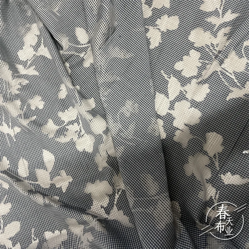 Pure Cotton Fabric Hollowed Out Yarn Dyed Flower Jacquard Spring Summer Shirt Cloth Diy Sew Material Wholesale